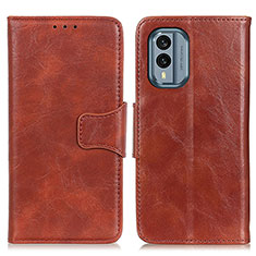Leather Case Stands Flip Cover Holder M02L for Nokia X30 5G Brown