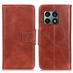 Leather Case Stands Flip Cover Holder M02L for OnePlus 10 Pro 5G Brown