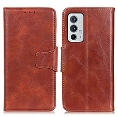 Leather Case Stands Flip Cover Holder M02L for OnePlus 9RT 5G Brown