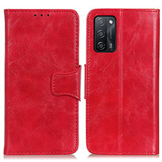 Leather Case Stands Flip Cover Holder M02L for Oppo A53s 5G Red