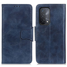 Leather Case Stands Flip Cover Holder M02L for Oppo A54 5G Blue