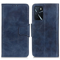 Leather Case Stands Flip Cover Holder M02L for Oppo A54s Blue