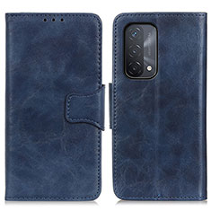 Leather Case Stands Flip Cover Holder M02L for Oppo A74 5G Blue