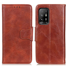 Leather Case Stands Flip Cover Holder M02L for Oppo A94 5G Brown