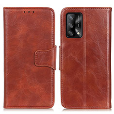 Leather Case Stands Flip Cover Holder M02L for Oppo F19 Brown