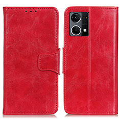 Leather Case Stands Flip Cover Holder M02L for Oppo F21 Pro 4G Red