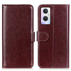 Leather Case Stands Flip Cover Holder M02L for Oppo F21 Pro 5G Brown