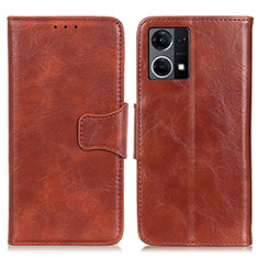 Leather Case Stands Flip Cover Holder M02L for Oppo F21s Pro 4G Brown