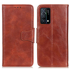 Leather Case Stands Flip Cover Holder M02L for Oppo K9 5G Brown