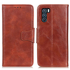 Leather Case Stands Flip Cover Holder M02L for Oppo K9 Pro 5G Brown