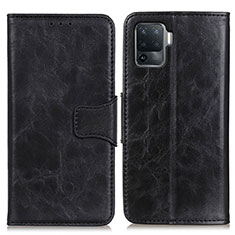 Leather Case Stands Flip Cover Holder M02L for Oppo Reno5 Lite Black