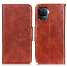 Leather Case Stands Flip Cover Holder M02L for Oppo Reno5 Lite Brown