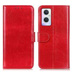 Leather Case Stands Flip Cover Holder M02L for Oppo Reno7 Z 5G Red