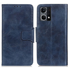 Leather Case Stands Flip Cover Holder M02L for Oppo Reno8 4G Blue