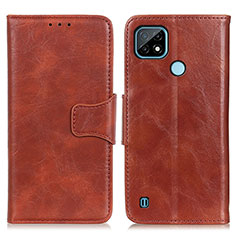 Leather Case Stands Flip Cover Holder M02L for Realme C21 Brown