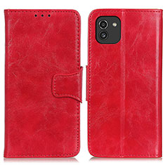 Leather Case Stands Flip Cover Holder M02L for Samsung Galaxy A03 Red