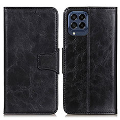 Leather Case Stands Flip Cover Holder M02L for Samsung Galaxy M53 5G Black