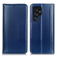 Leather Case Stands Flip Cover Holder M02L for Samsung Galaxy S23 Ultra 5G Blue