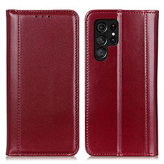 Leather Case Stands Flip Cover Holder M02L for Samsung Galaxy S23 Ultra 5G Red