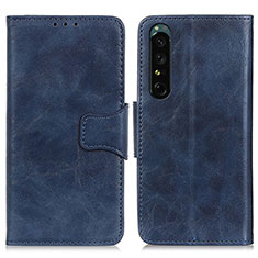 Leather Case Stands Flip Cover Holder M02L for Sony Xperia 1 IV SO-51C Blue