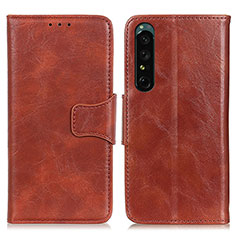 Leather Case Stands Flip Cover Holder M02L for Sony Xperia 1 IV SO-51C Brown