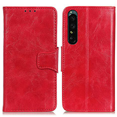 Leather Case Stands Flip Cover Holder M02L for Sony Xperia 1 IV SO-51C Red