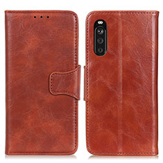 Leather Case Stands Flip Cover Holder M02L for Sony Xperia 10 III SO-52B Brown