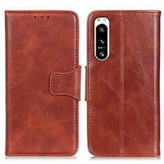 Leather Case Stands Flip Cover Holder M02L for Sony Xperia 5 IV Brown