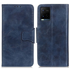 Leather Case Stands Flip Cover Holder M02L for Vivo Y21 Blue