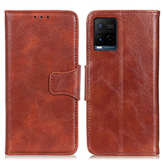 Leather Case Stands Flip Cover Holder M02L for Vivo Y21t Brown