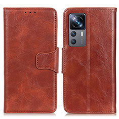 Leather Case Stands Flip Cover Holder M02L for Xiaomi Mi 12T 5G Brown