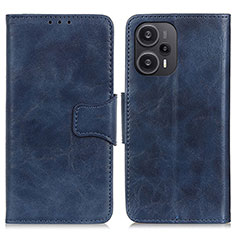 Leather Case Stands Flip Cover Holder M02L for Xiaomi Poco F5 5G Blue