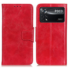 Leather Case Stands Flip Cover Holder M02L for Xiaomi Poco X4 Pro 5G Red