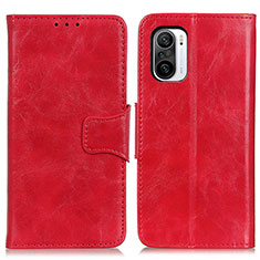 Leather Case Stands Flip Cover Holder M02L for Xiaomi Redmi K40 5G Red