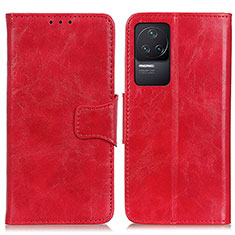 Leather Case Stands Flip Cover Holder M02L for Xiaomi Redmi K50 5G Red