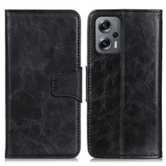 Leather Case Stands Flip Cover Holder M02L for Xiaomi Redmi K50i 5G Black