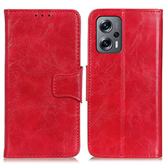 Leather Case Stands Flip Cover Holder M02L for Xiaomi Redmi K50i 5G Red