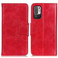 Leather Case Stands Flip Cover Holder M02L for Xiaomi Redmi Note 10 5G Red