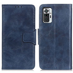 Leather Case Stands Flip Cover Holder M02L for Xiaomi Redmi Note 10 Pro 4G Blue