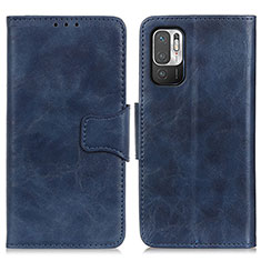 Leather Case Stands Flip Cover Holder M02L for Xiaomi Redmi Note 10T 5G Blue