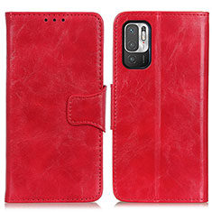 Leather Case Stands Flip Cover Holder M02L for Xiaomi Redmi Note 10T 5G Red