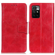 Leather Case Stands Flip Cover Holder M02L for Xiaomi Redmi Note 11 4G (2021) Red