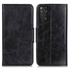 Leather Case Stands Flip Cover Holder M02L for Xiaomi Redmi Note 11 4G (2022) Black