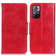 Leather Case Stands Flip Cover Holder M02L for Xiaomi Redmi Note 11 5G Red