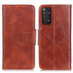 Leather Case Stands Flip Cover Holder M02L for Xiaomi Redmi Note 11S 4G Brown