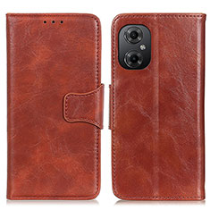 Leather Case Stands Flip Cover Holder M02L for Xiaomi Redmi Note 12R Pro 5G Brown