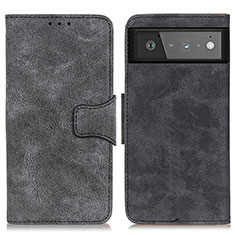 Leather Case Stands Flip Cover Holder M03L for Google Pixel 6 5G Black