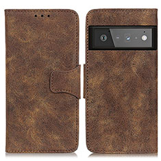 Leather Case Stands Flip Cover Holder M03L for Google Pixel 6 Pro 5G Brown