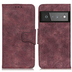 Leather Case Stands Flip Cover Holder M03L for Google Pixel 6 Pro 5G Purple