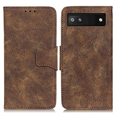 Leather Case Stands Flip Cover Holder M03L for Google Pixel 6a 5G Brown